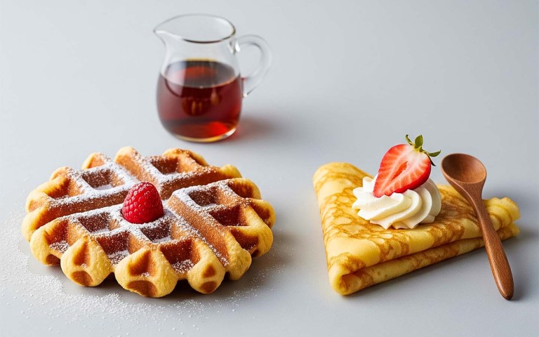 A Crepe and A Waffle on A Decent and Hygienic Background